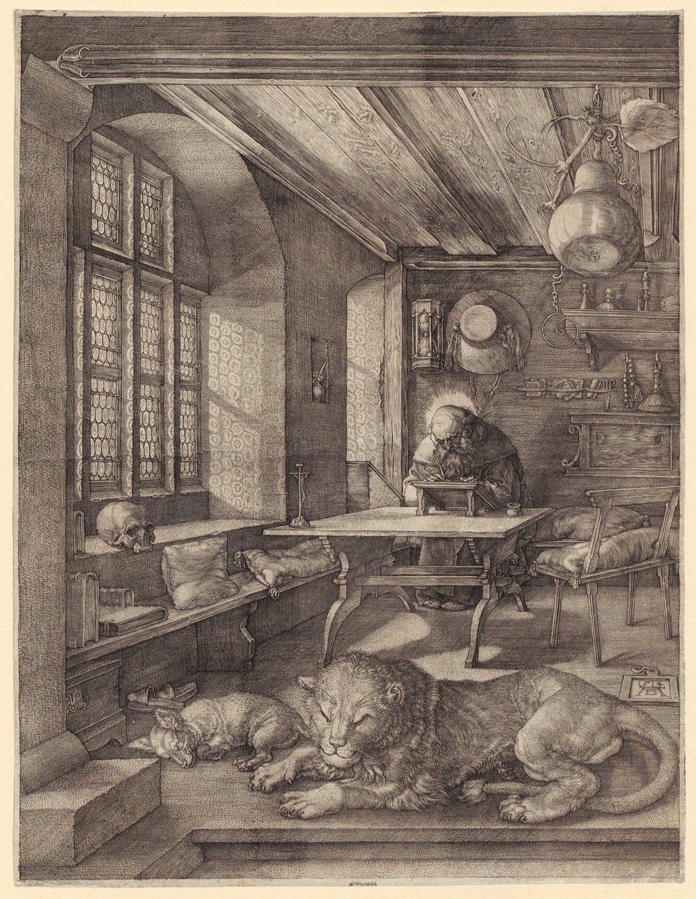 Svatý Jeroným v vitríně od Albrecht Dürer