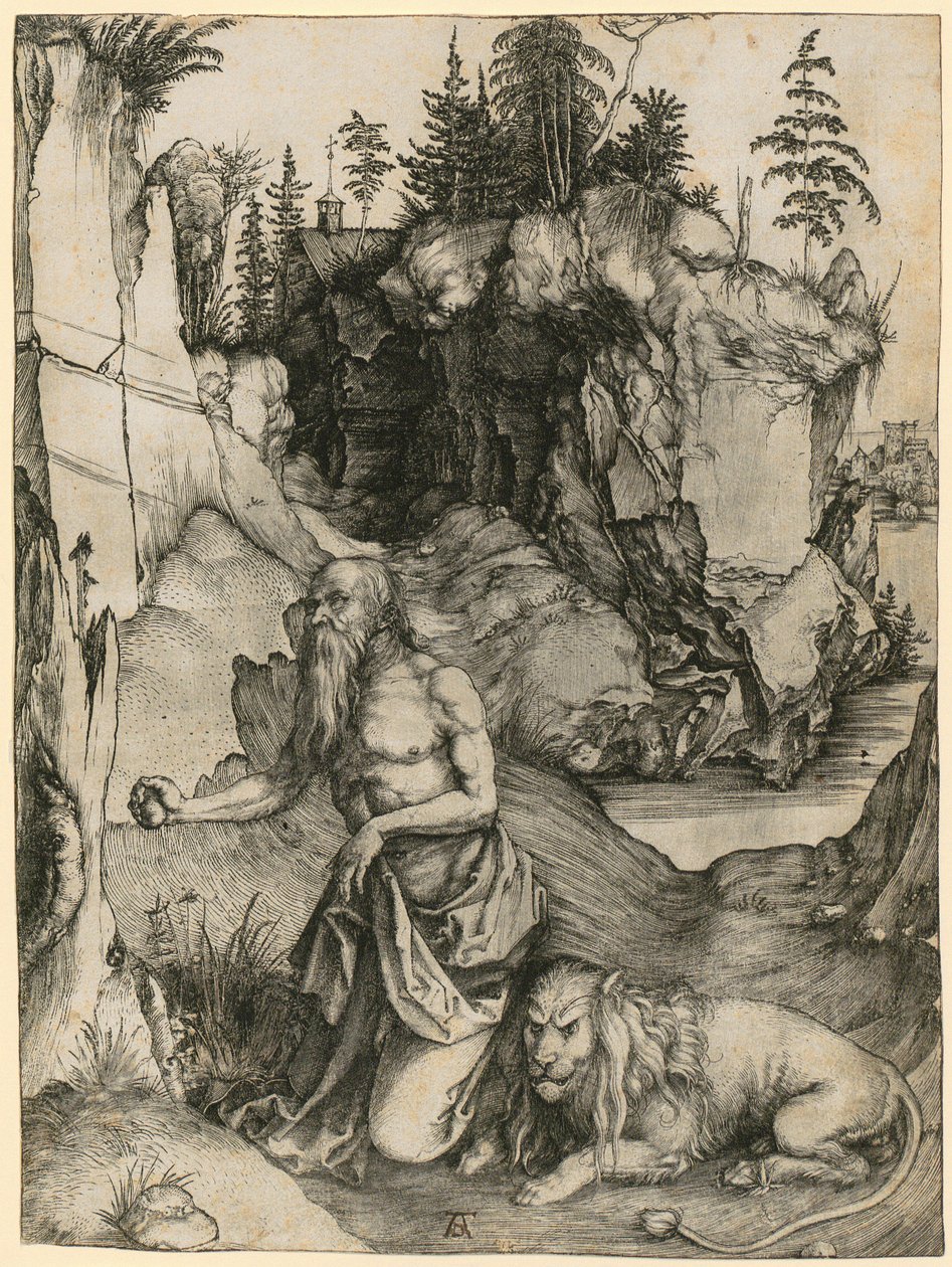 Svatý Jeroným v poušti od Albrecht Dürer