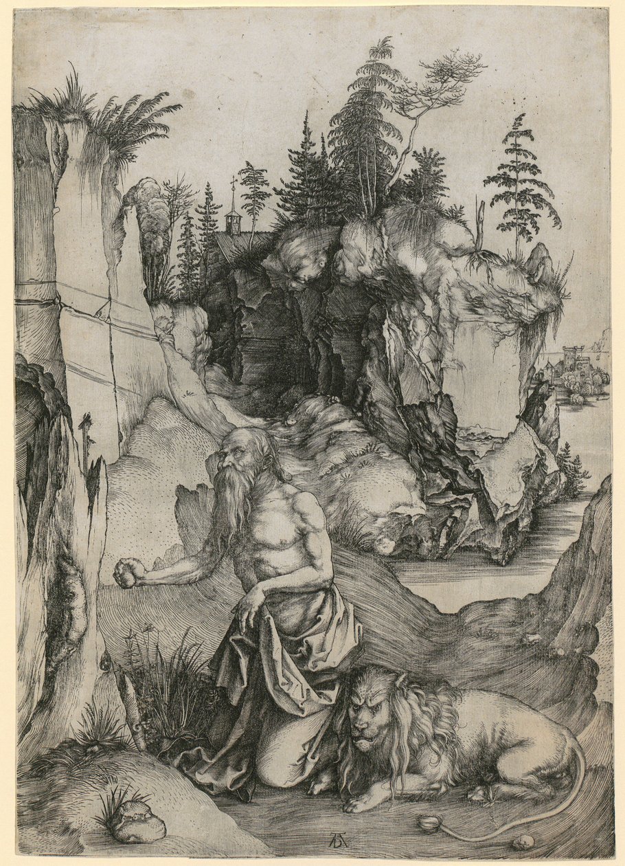 Svatý Jeroným v poušti od Albrecht Dürer