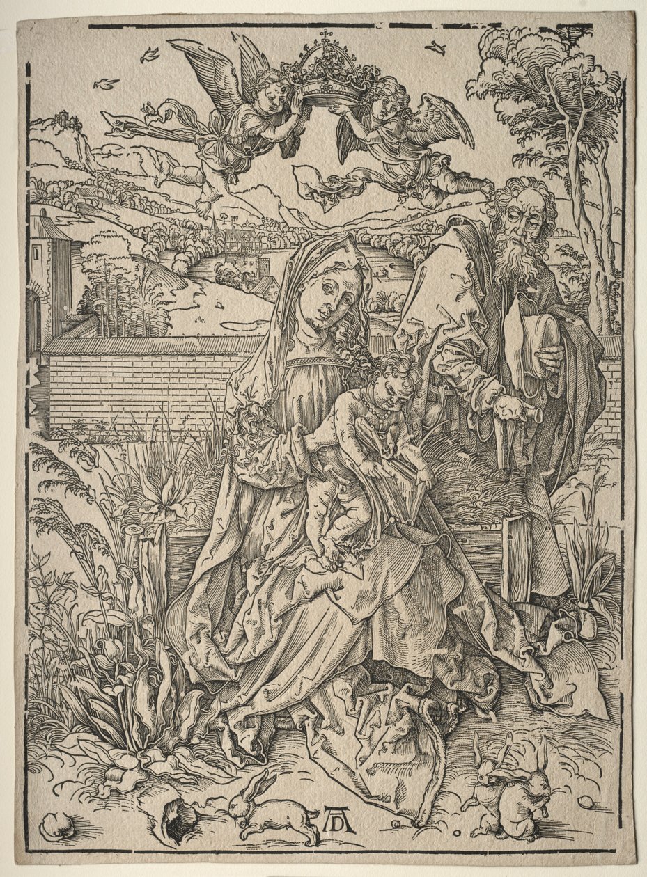 Svatá rodina se třemi zajíci. od Albrecht Dürer