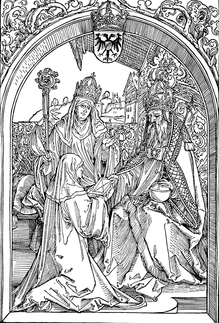 Hrotsvitha představuje svou knihu císaři Otovi I., 1501 1906 od Albrecht Dürer