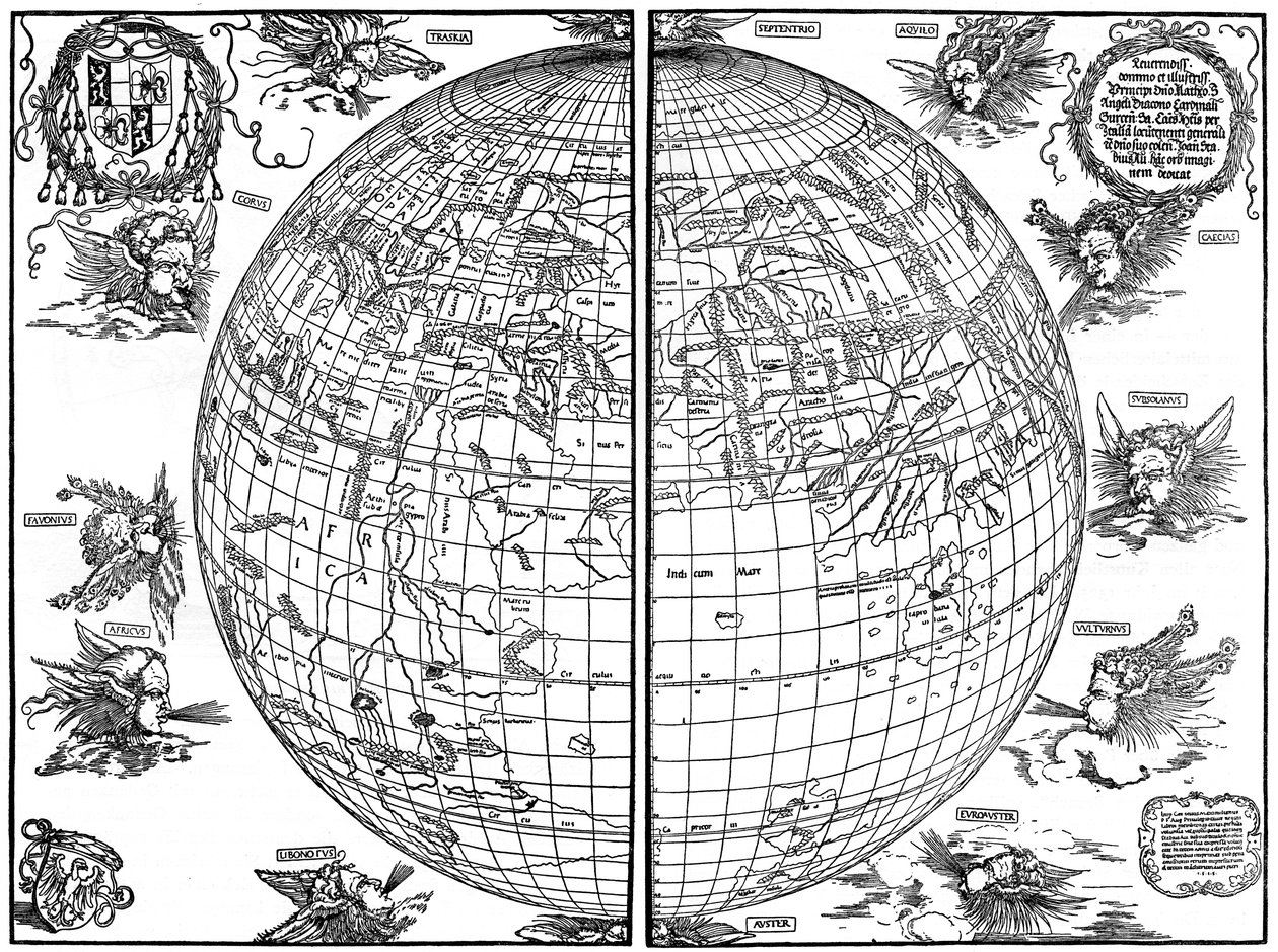 Mapa světa Johannes Stabius, 1515, 1936 od Albrecht Dürer