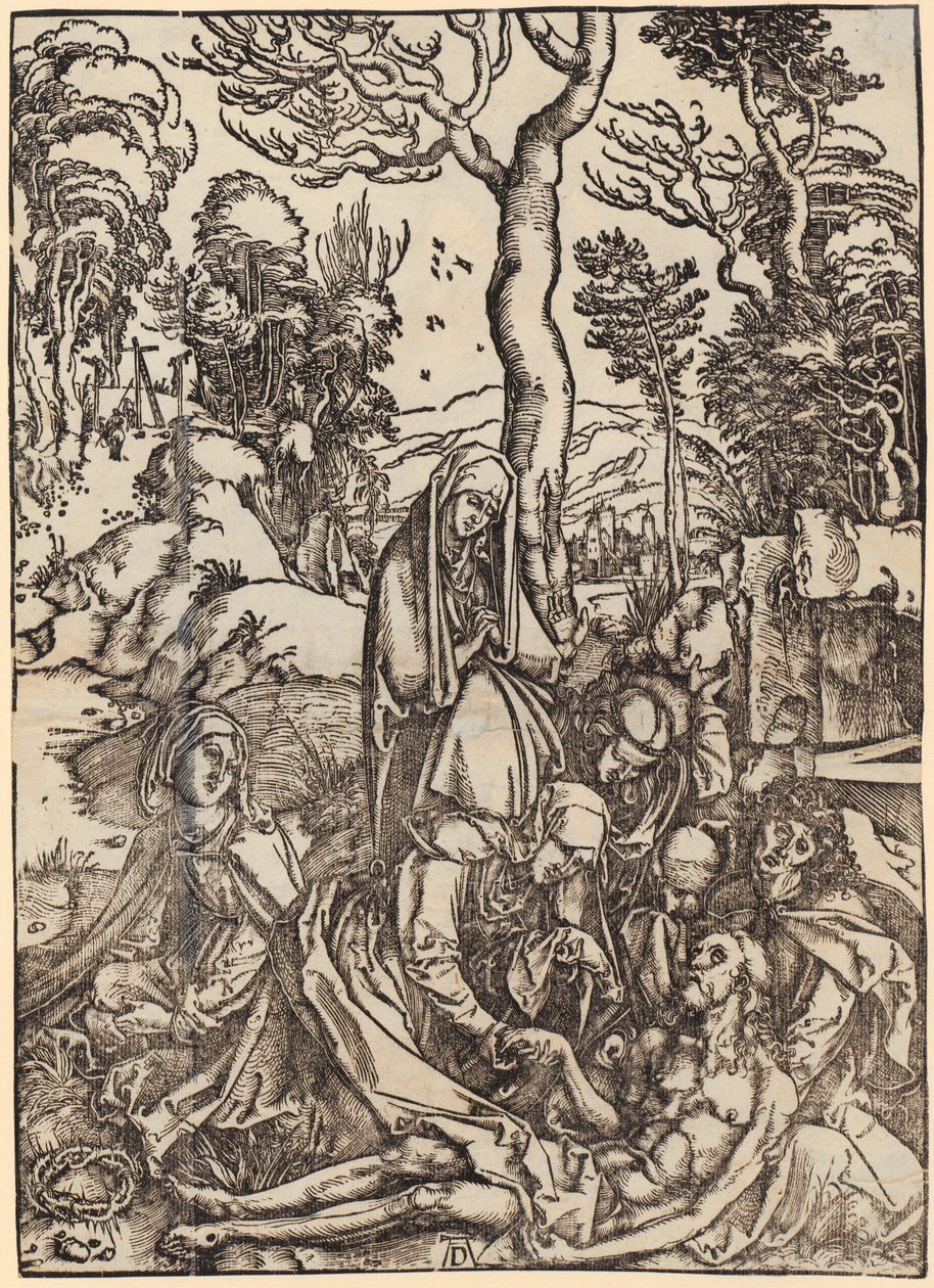 Jan před Bohem Otcem a starci, figura II, list 4 ze série „Apokalypsa“ od Albrecht Dürer