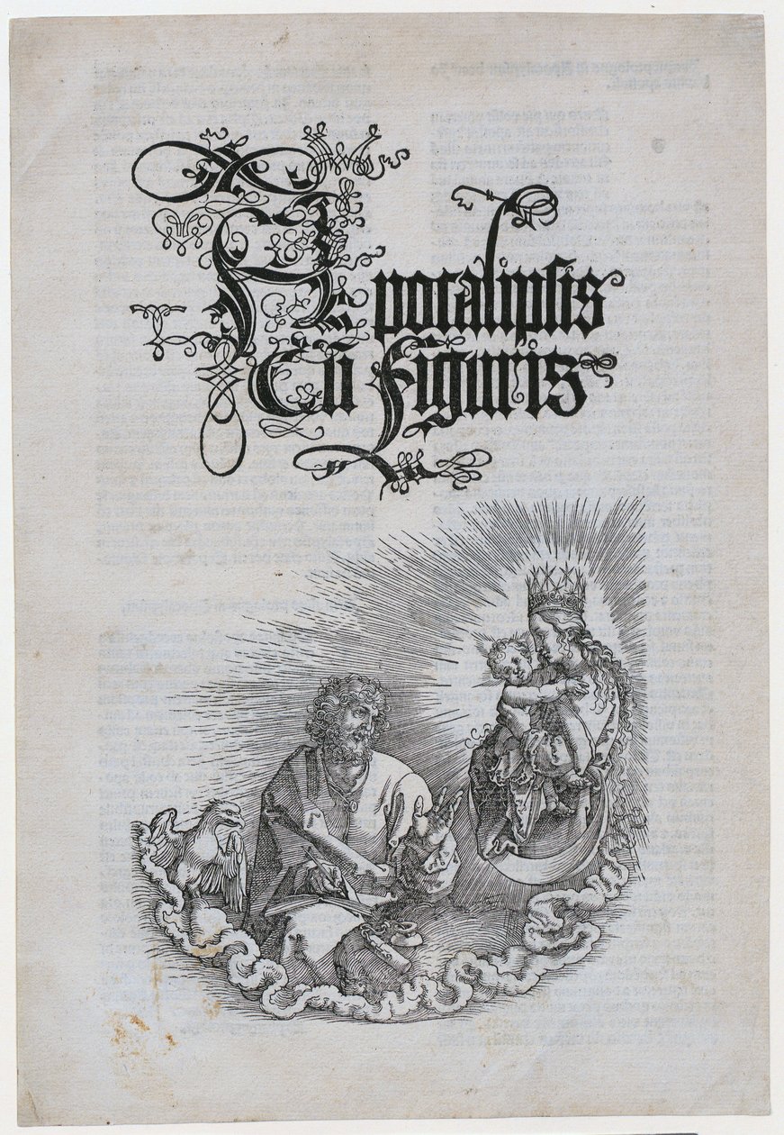 Panna se zjevuje Janovi, list 1 ze série „Apokalypsa“ od Albrecht Dürer