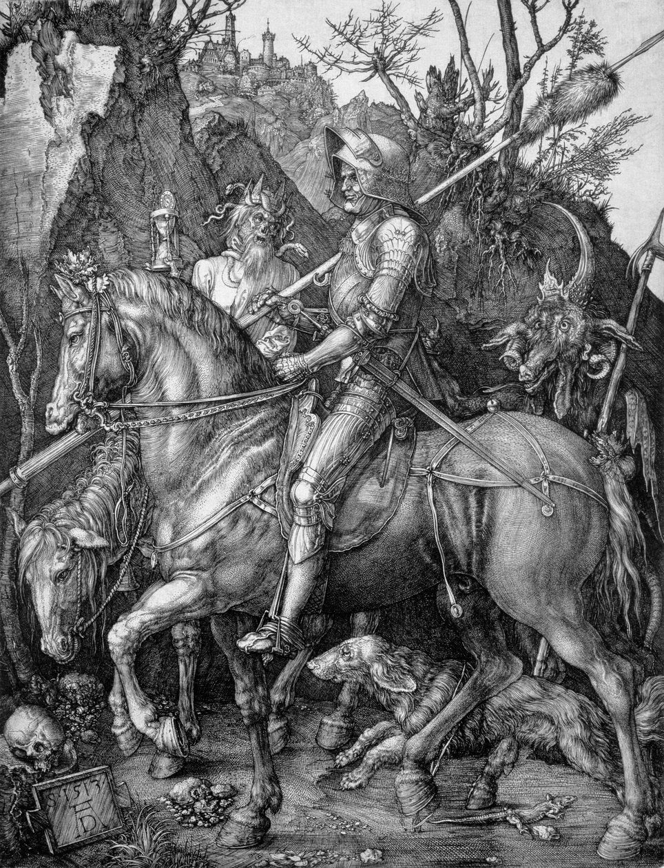 Rytíř, Smrt a ďábel, 1513 (mědirytina) od Albrecht Dürer