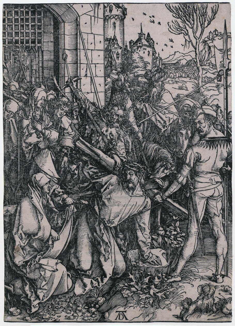 Kristusovo nesení kříže, list 7 ze série „Velké pašije“ od Albrecht Dürer