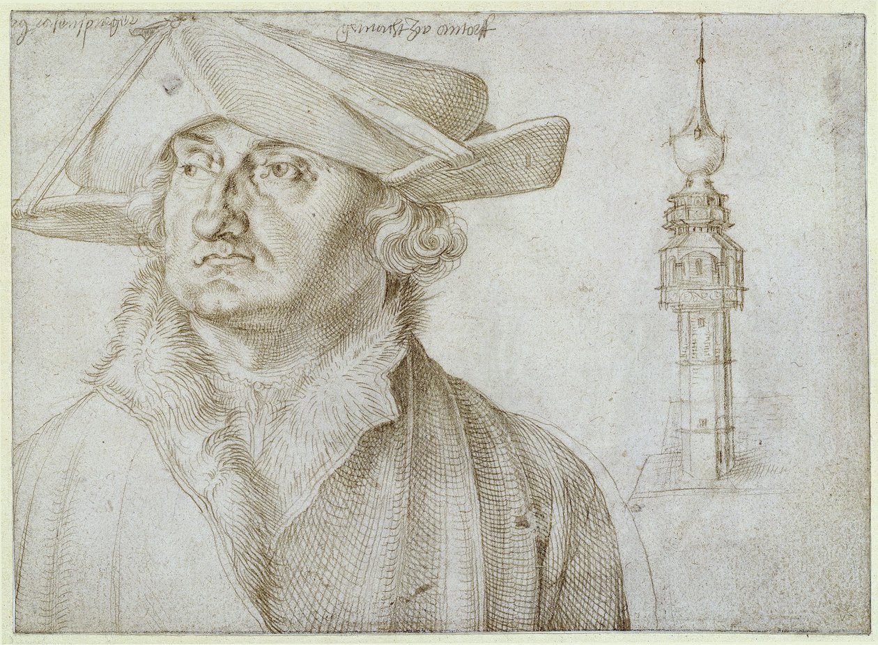 Lazarus Ravensburger a věž dvora v Lieru v Antverpách od Albrecht Dürer