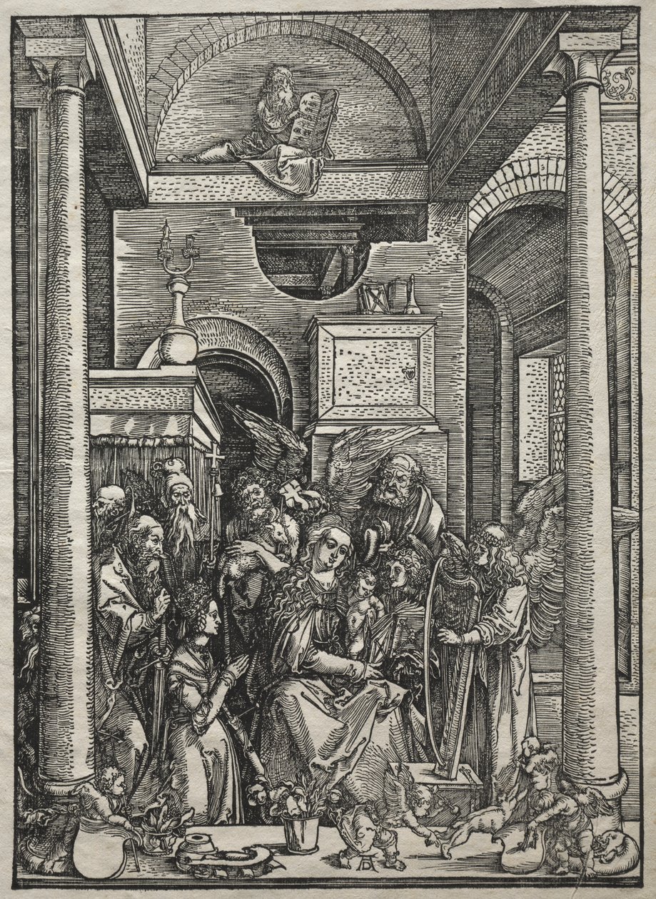 Život Panny Marie: Klanění Panny Marie s dítětem svatými a anděly od Albrecht Dürer