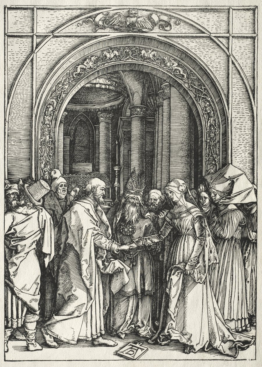 Život Panny Marie:  Svatba Panny Marie a svatého Josefa od Albrecht Dürer
