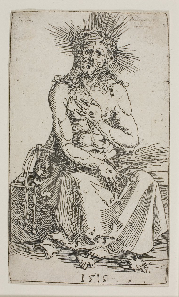 Muž smutku, sedící od Albrecht Dürer