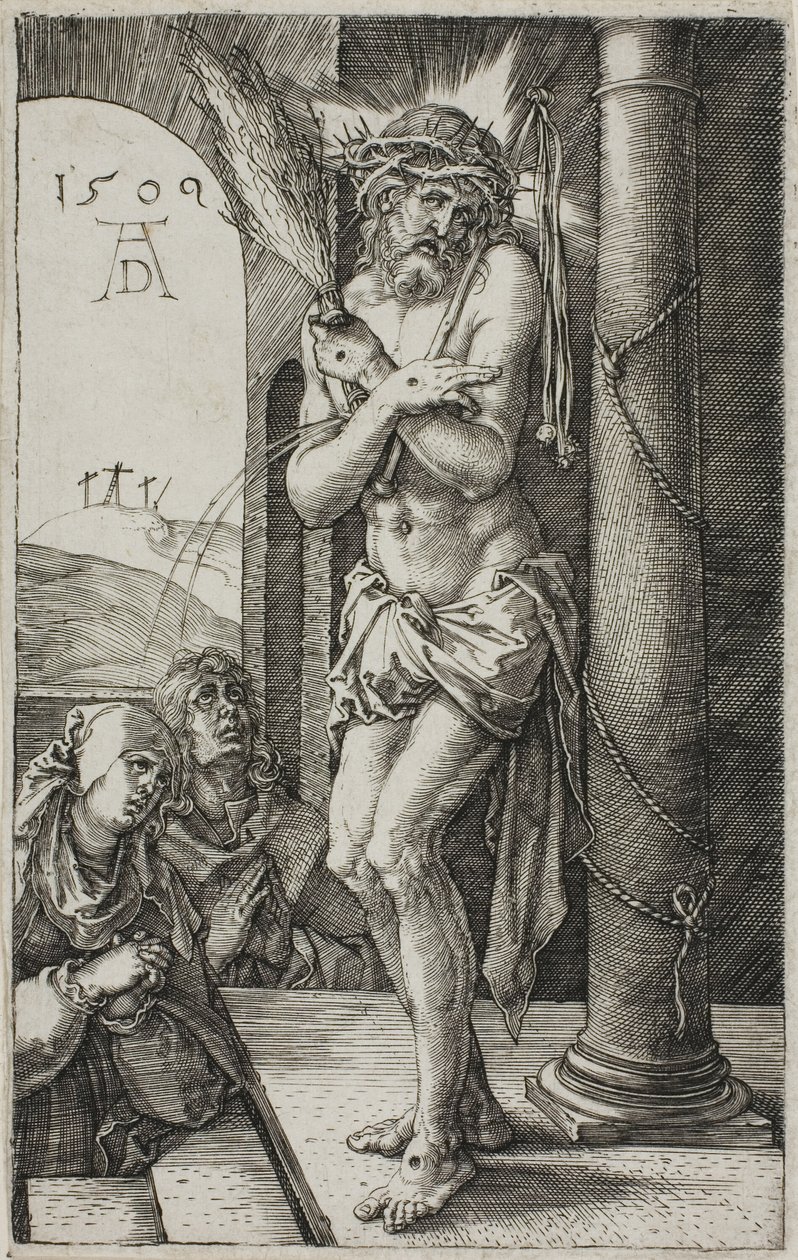 Muž smutku u sloupu, frontispis z Vyryté vášně, od Albrecht Dürer