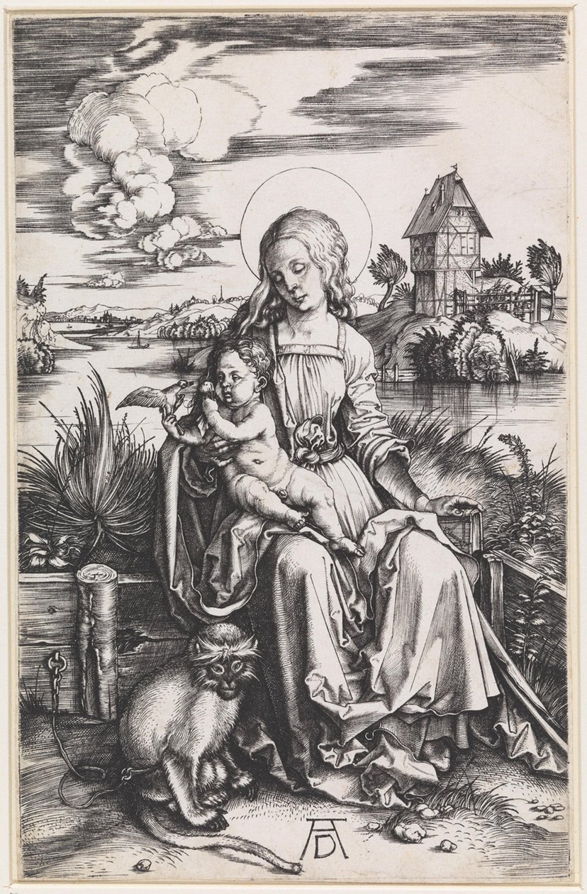 Panna Marie s dítětem a opicí od Albrecht Dürer