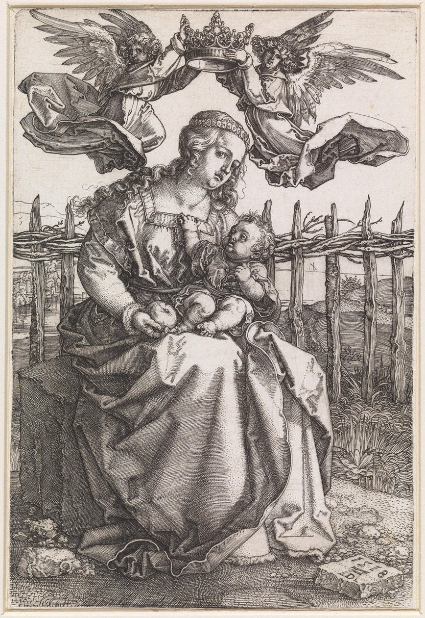 Marie s dítětem, korunovaná dvěma anděly od Albrecht Dürer