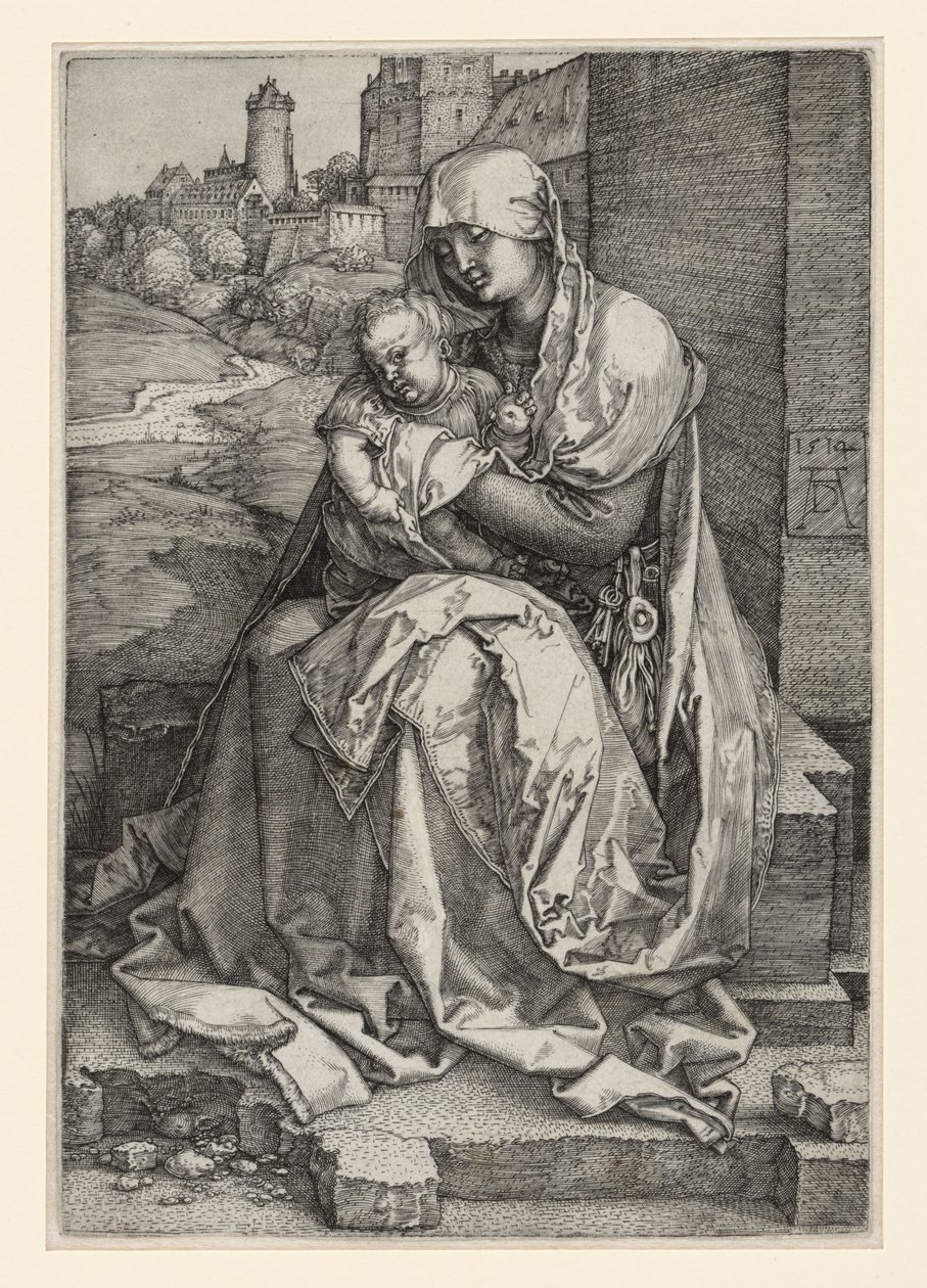 Marie sedící s dítětem před zdí od Albrecht Dürer