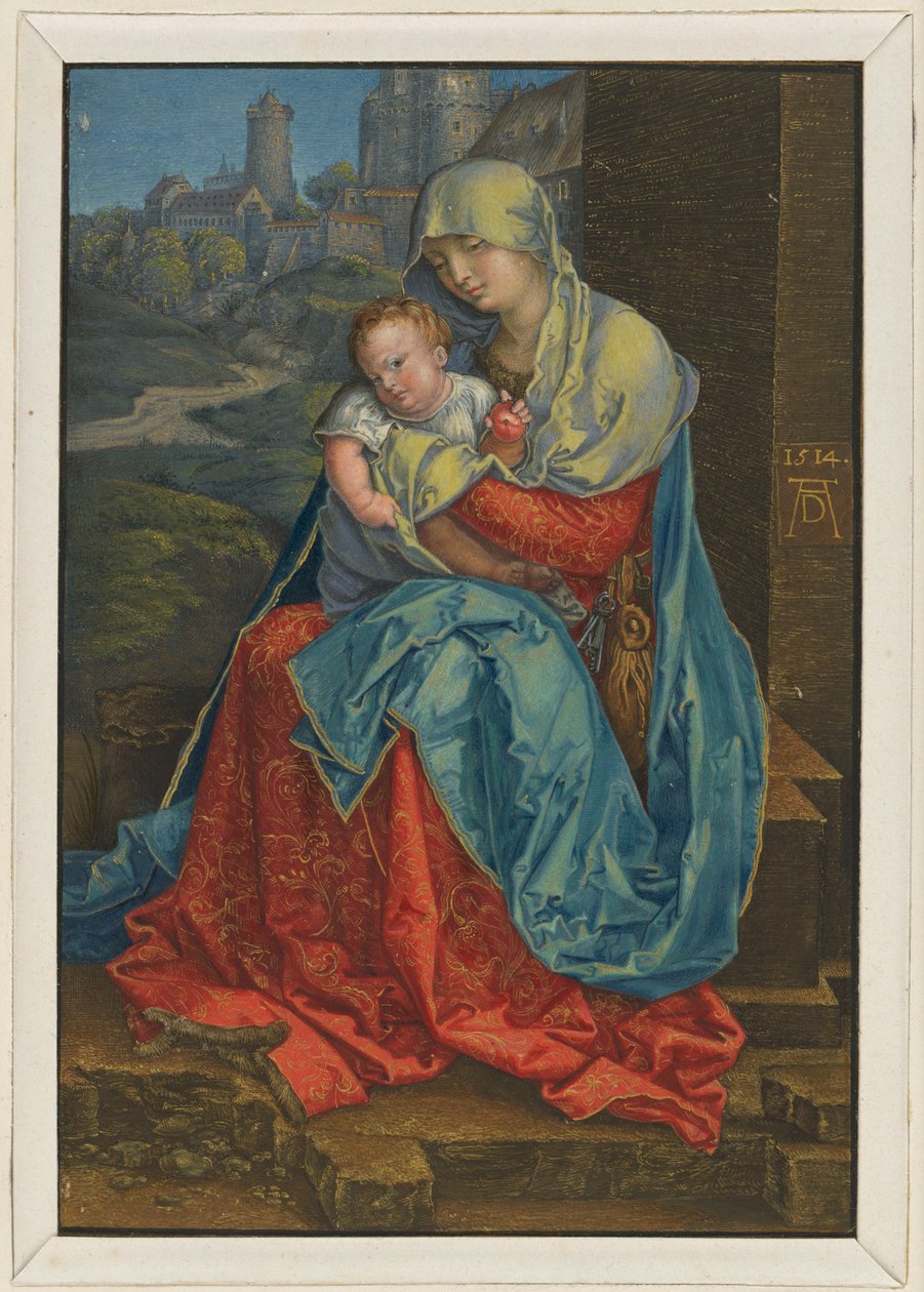 Marie sedící s dítětem před zdí od Albrecht Dürer
