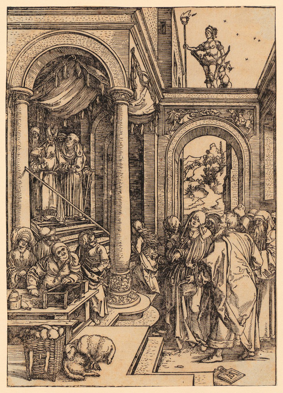 Poutní cesta Panny Marie do chrámu, list č. 6 ze série „Život Panny Marie“ od Albrecht Dürer