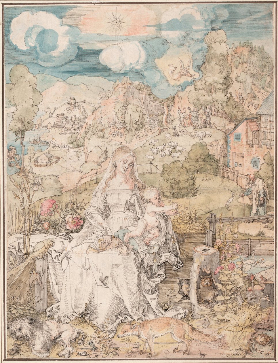 Marie mezi množstvím zvířat, kolem roku 1503 od Albrecht Dürer
