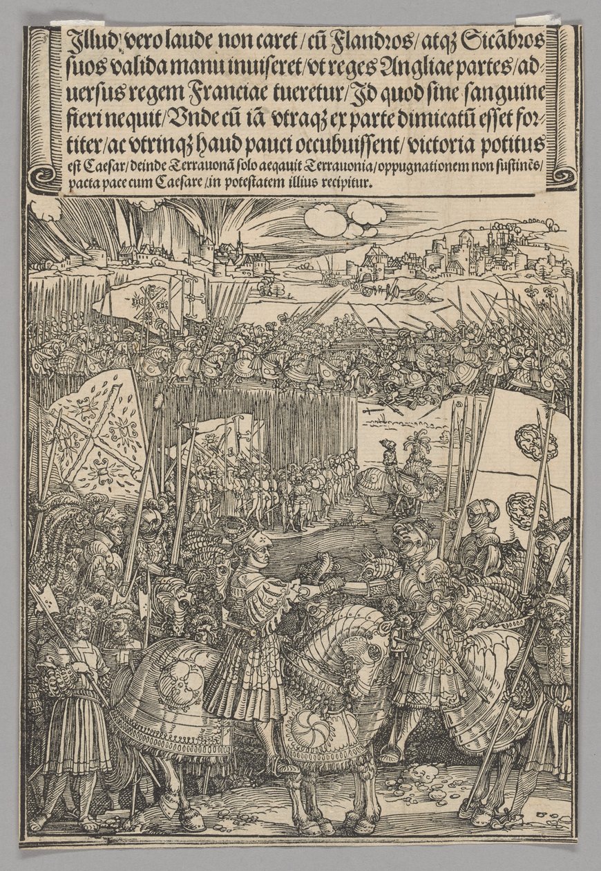 Anglický Maxmilián a Jindřich VIII., deska 22 z Historických scén ze života císaře Maxmiliána I. z Vítězného oblouku od Albrecht Dürer