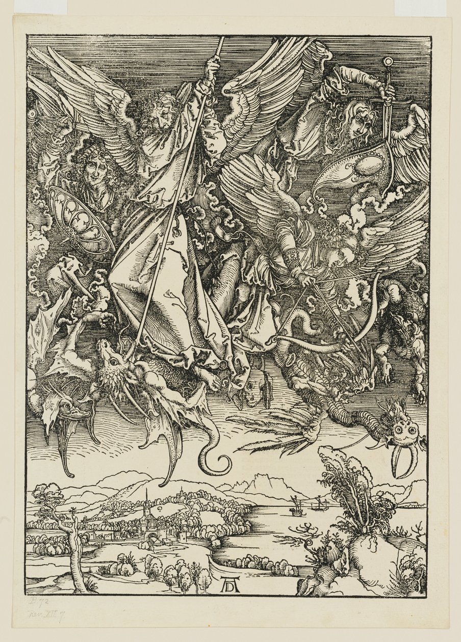 Michael a jeho andělé bojují s drakem od Albrecht Dürer