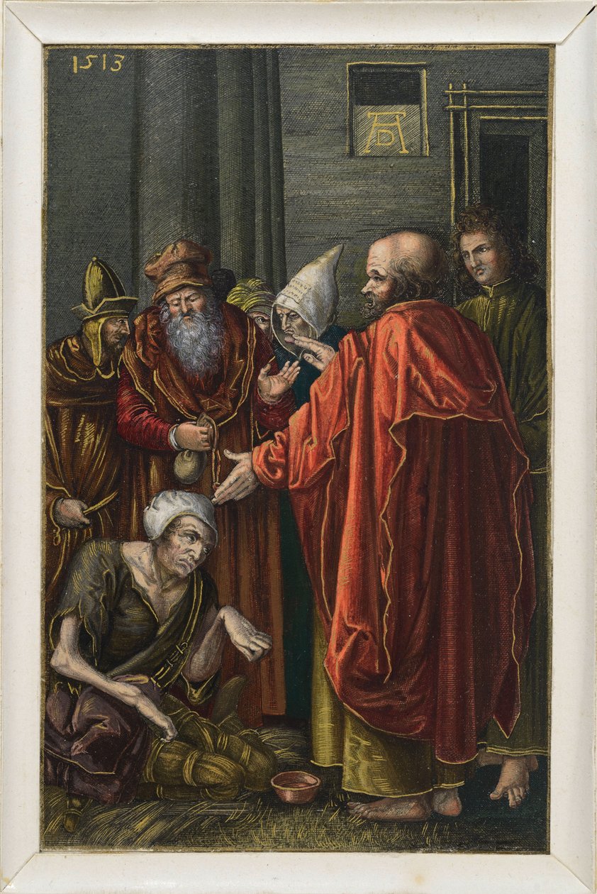 Petr a Jan uzdravují chromého žebráka v chrámu od Albrecht Dürer