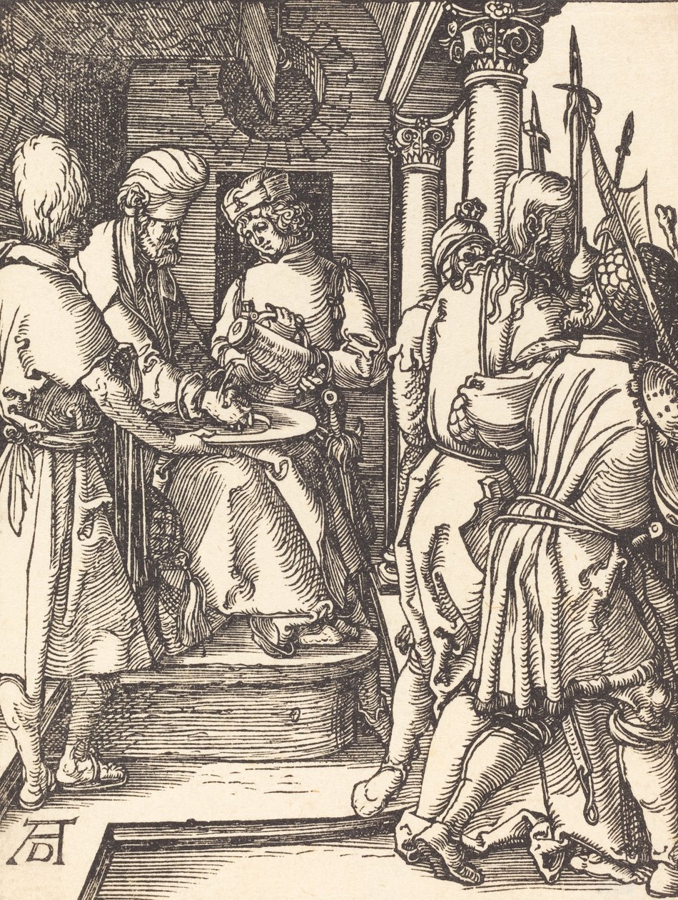 Pilát si myje ruce, pravděpodobně c. 15091510. od Albrecht Dürer