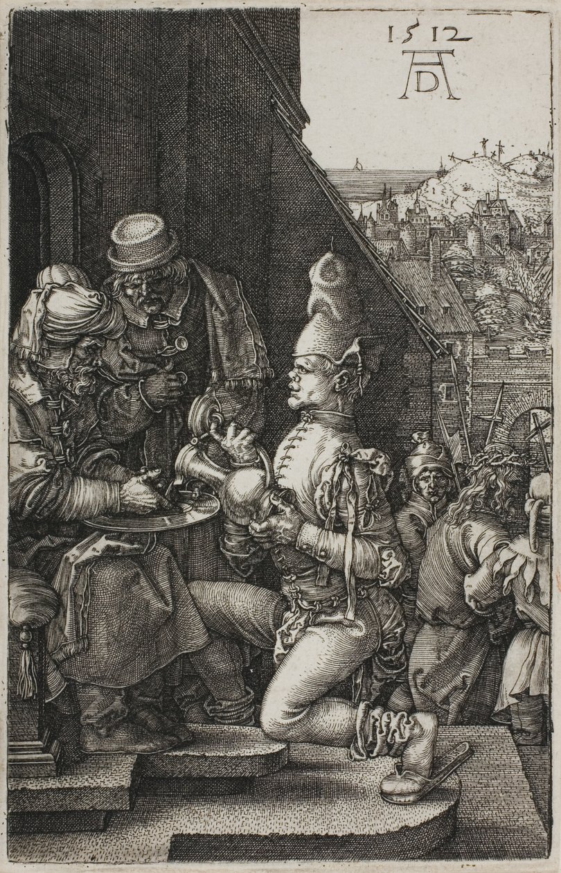 Pilát si myje ruce, z The Engraved Passion od Albrecht Dürer