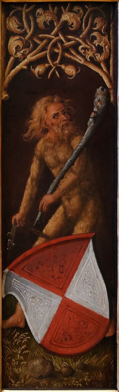 Porträt von Oswolt Krel: "Sylvan Men" mit Wappenschildern von Agathe von Esendorf od Albrecht Dürer