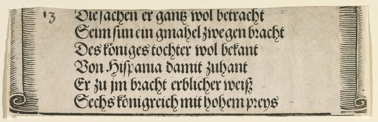 Tištěný text pro "Zasnoubení Filipa Sličného s Johankou Kastilskou" od Albrecht Dürer