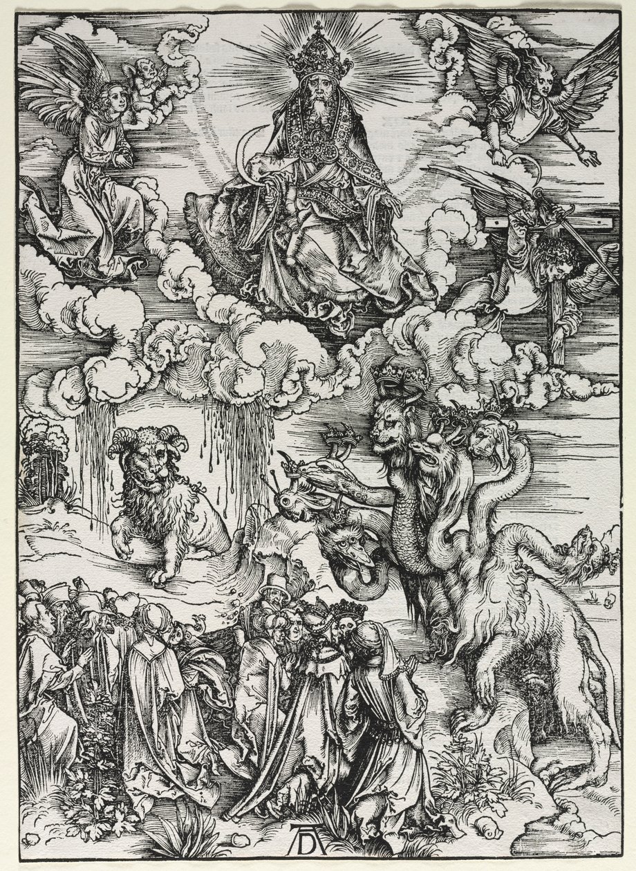 Zjevení svatého Jana: Bestie s beraními rohy, 1511. od Albrecht Dürer