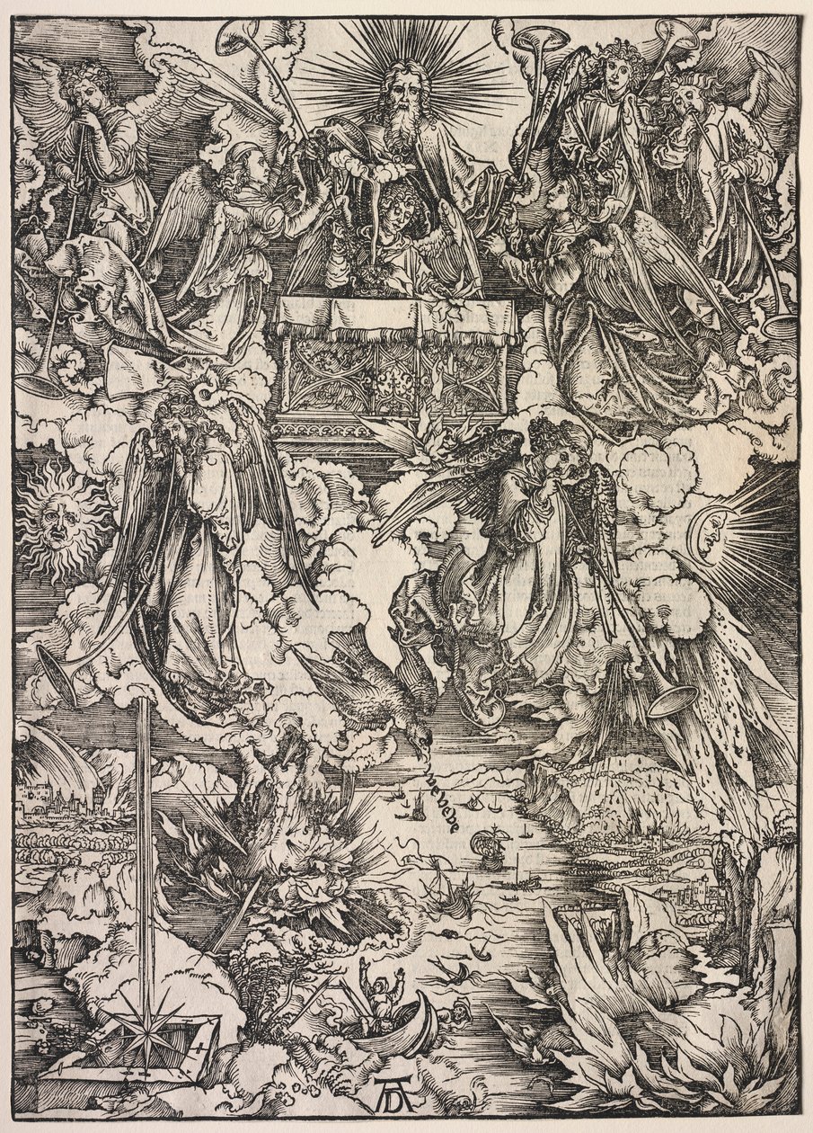 Zjevení svatého Jana: Sedm andělů s trubkami, 1511. od Albrecht Dürer
