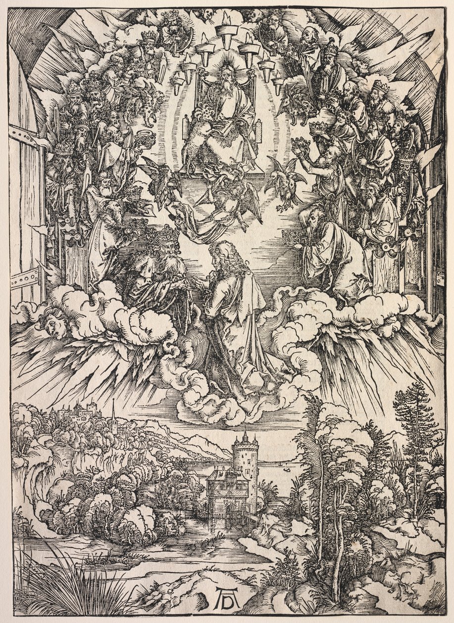 Zjevení svatého Jana: Svatý Jan před trůnem od Albrecht Dürer
