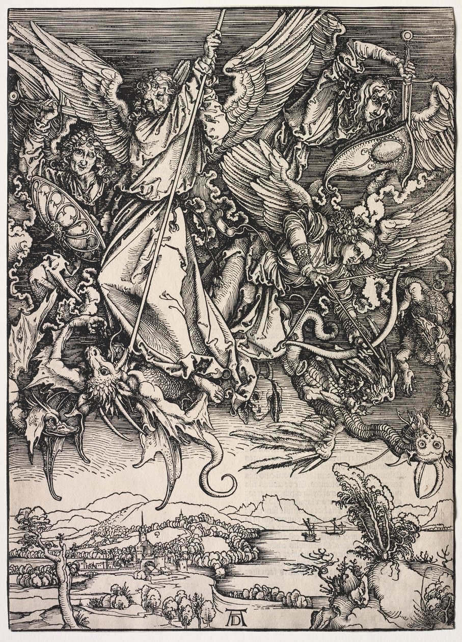 Zjevení svatého Jana: Svatý Michael bojuje s drakem od Albrecht Dürer