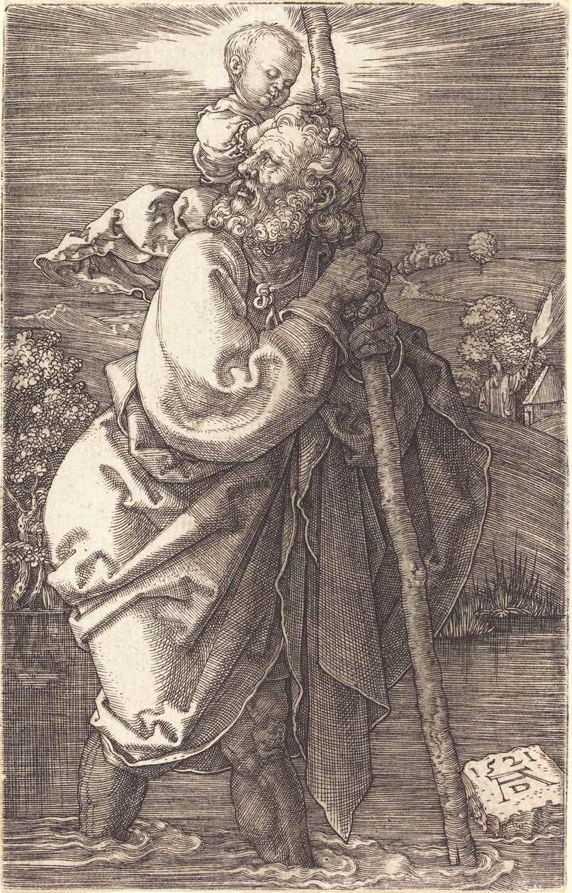Svatý Kryštof tváří vlevo od Albrecht Dürer