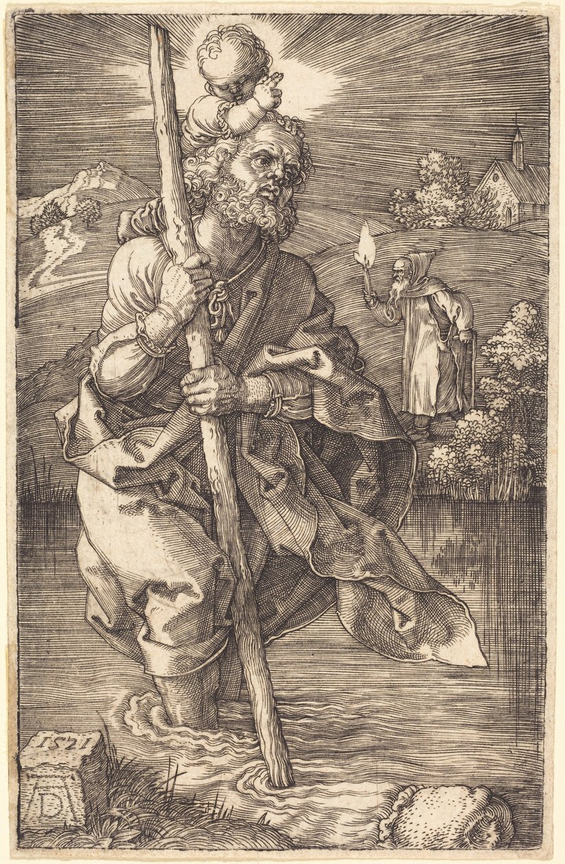 Svatý Kryštof obrácený doprava od Albrecht Dürer