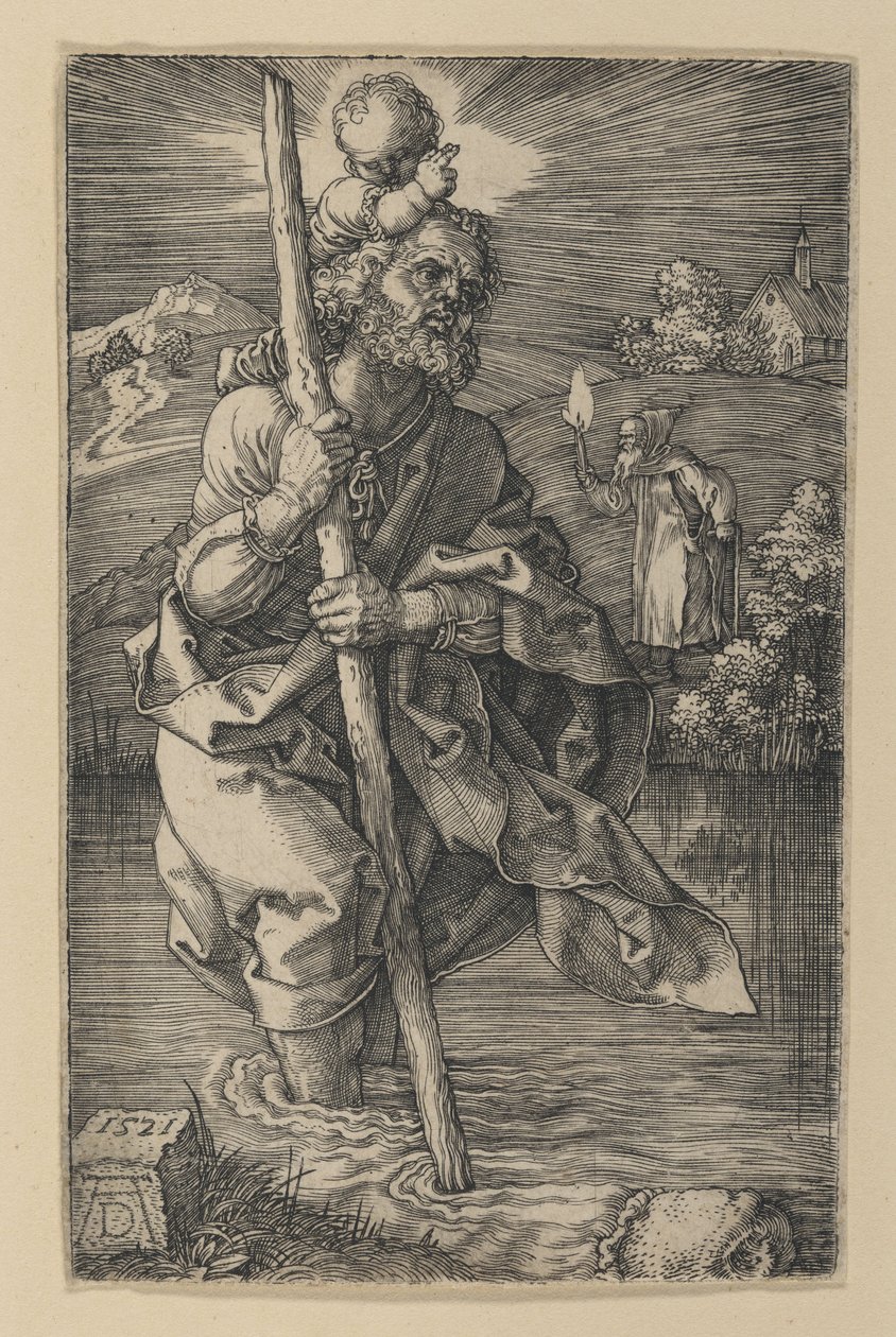 Svatý Kryštof obrácený doprava od Albrecht Dürer