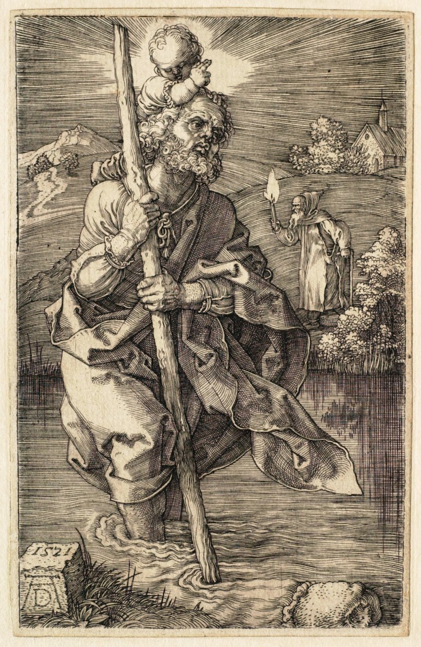 Svatý Kryštof obrácený doprava od Albrecht Dürer