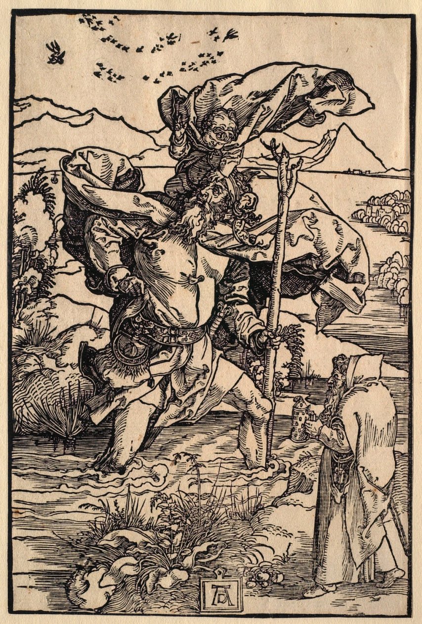Svatý Kryštof s letem ptáků od Albrecht Dürer
