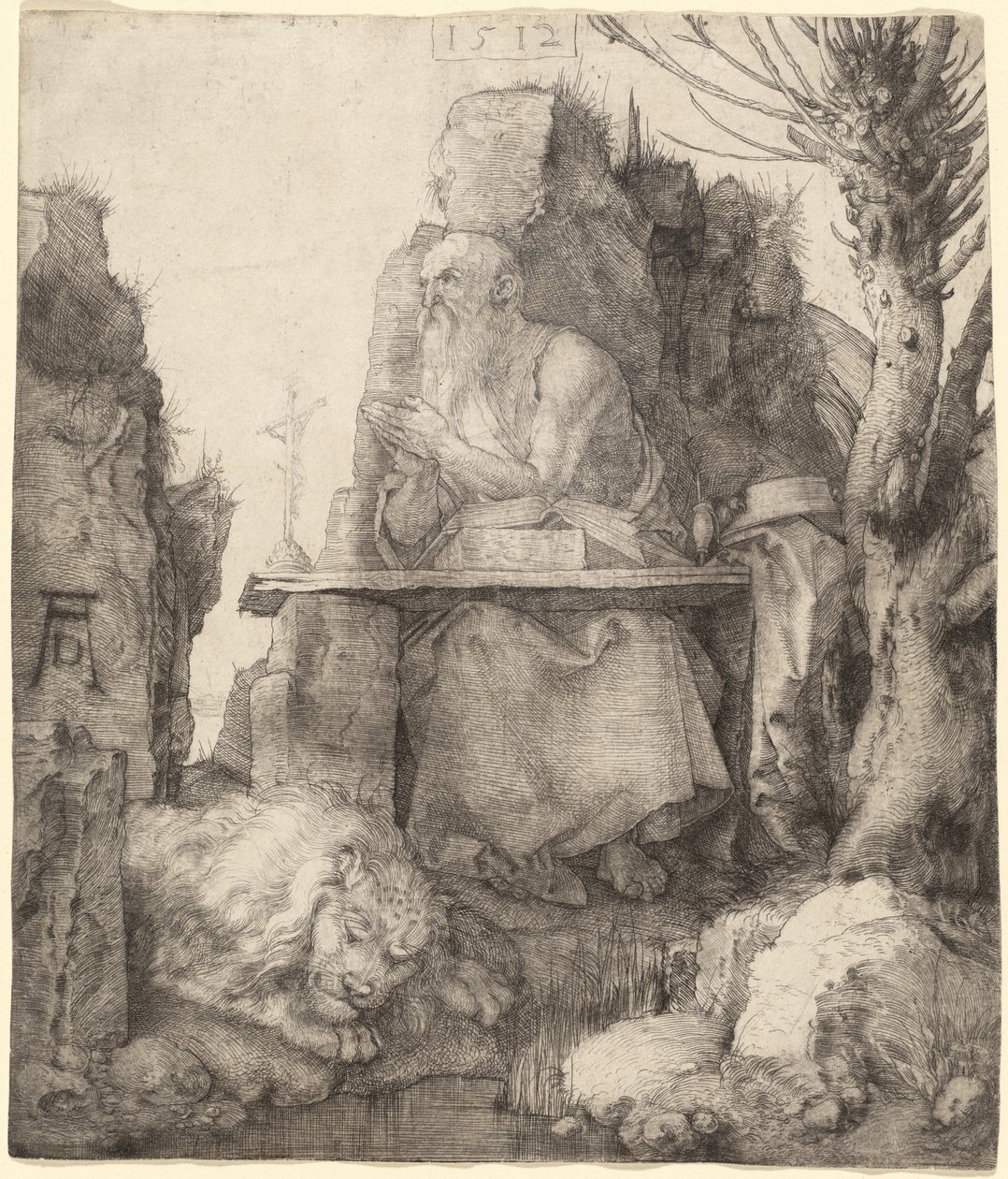Svatý Jeroným u Pollardovy vrby od Albrecht Dürer