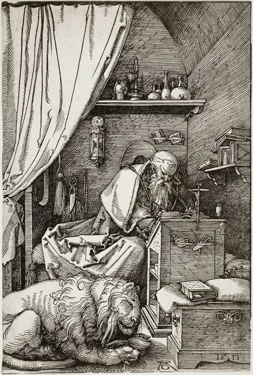 Svatý Jeroným ve své cele (Bartsch 114) od Albrecht Dürer
