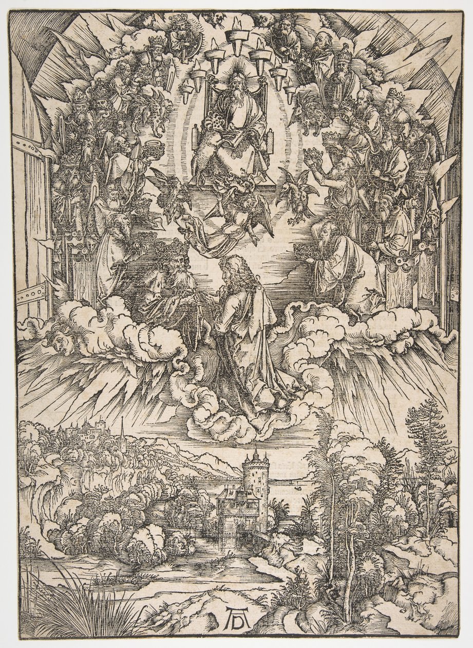 Svatý Jan před Bohem a staršími, z The Apocalypse.n.d. od Albrecht Dürer