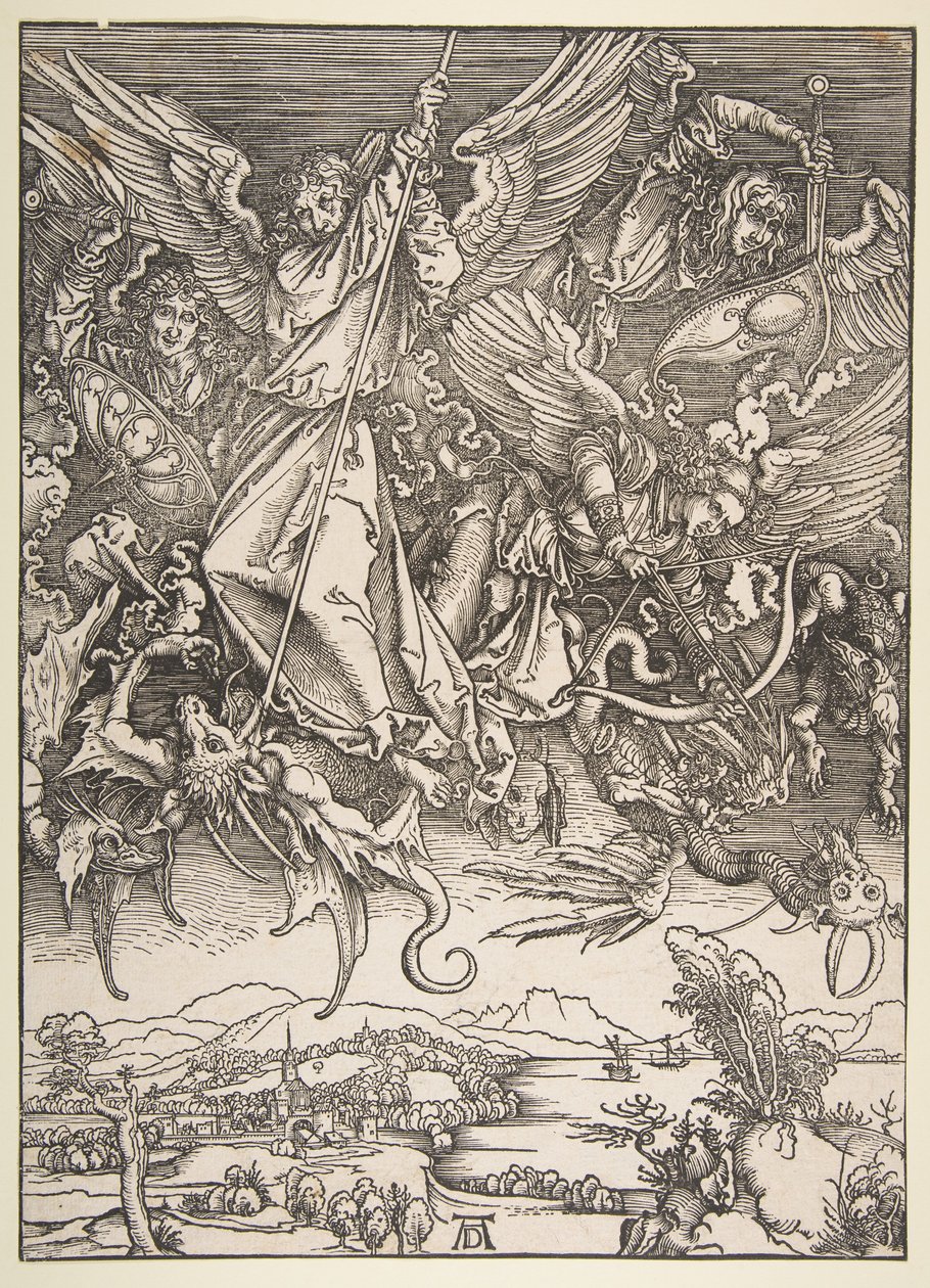 Svatý Michal bojující s drakem, z díla „Apokalypsa“ od Albrecht Dürer