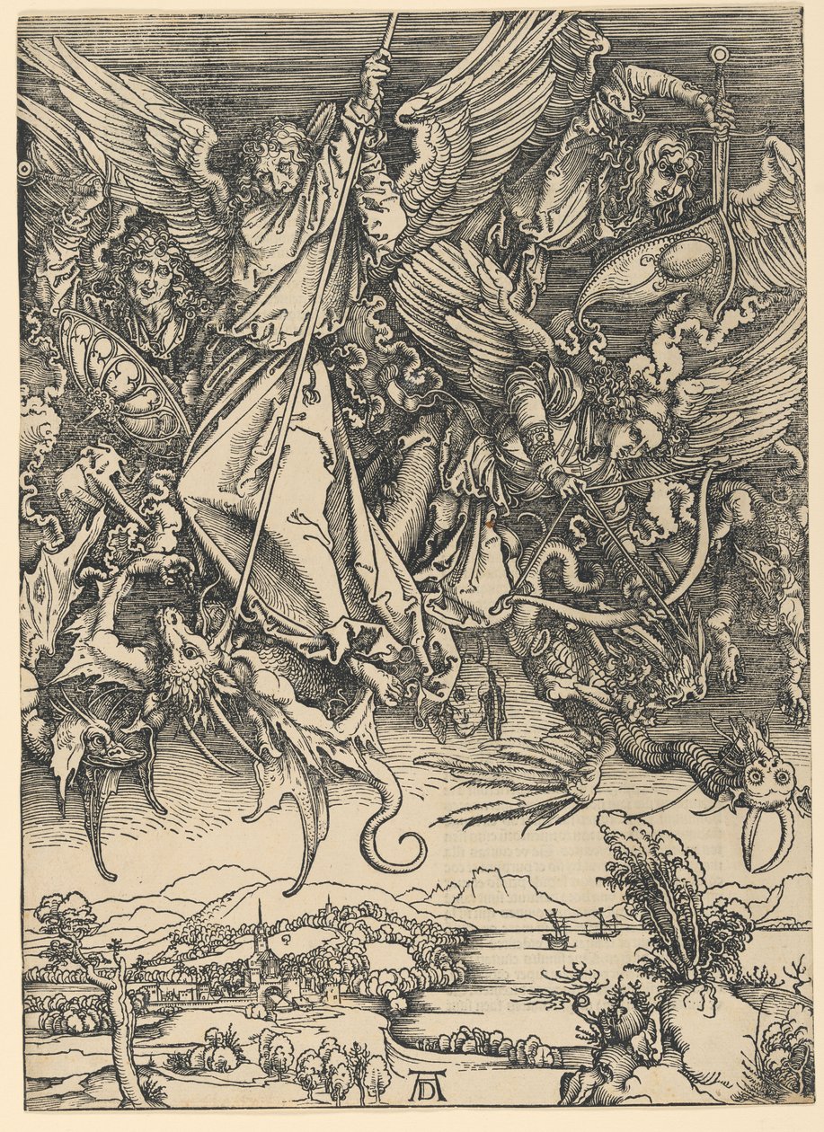 Svatý Michal bojující s drakem, ze série „Apokalypsa“ od Albrecht Dürer