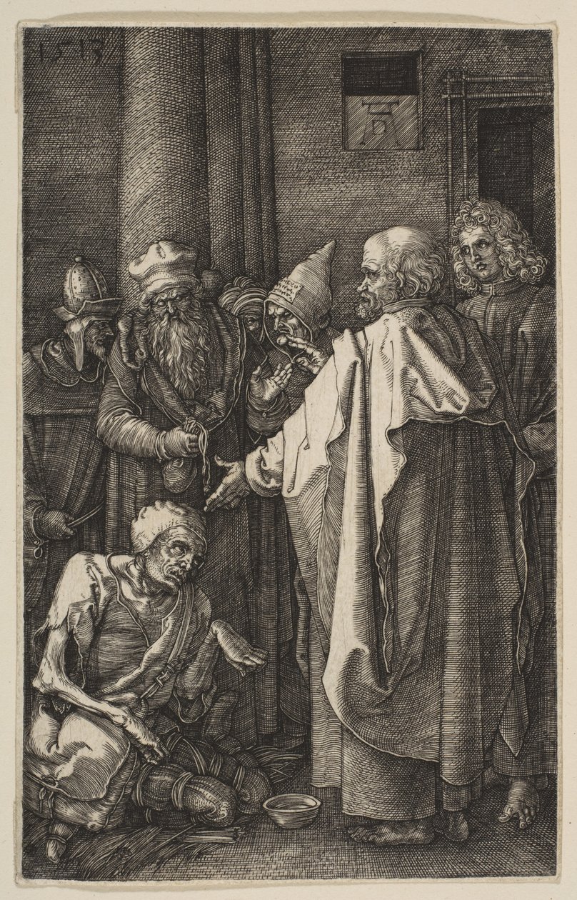 Svatý Petr a svatý Jan u brány chrámu, z filmu „Umučení“ od Albrecht Dürer