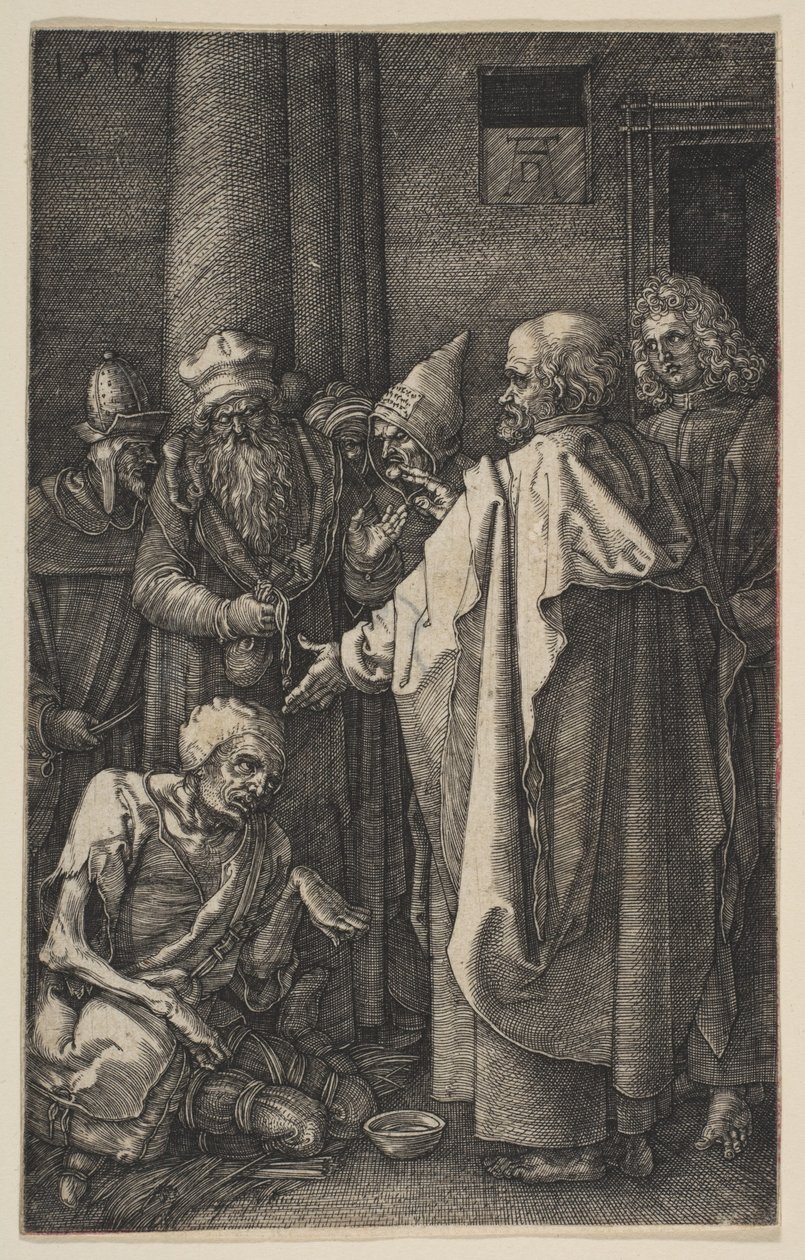 Svatý Petr a svatý Jan u chrámové brány, z „Umučení“ od Albrecht Dürer