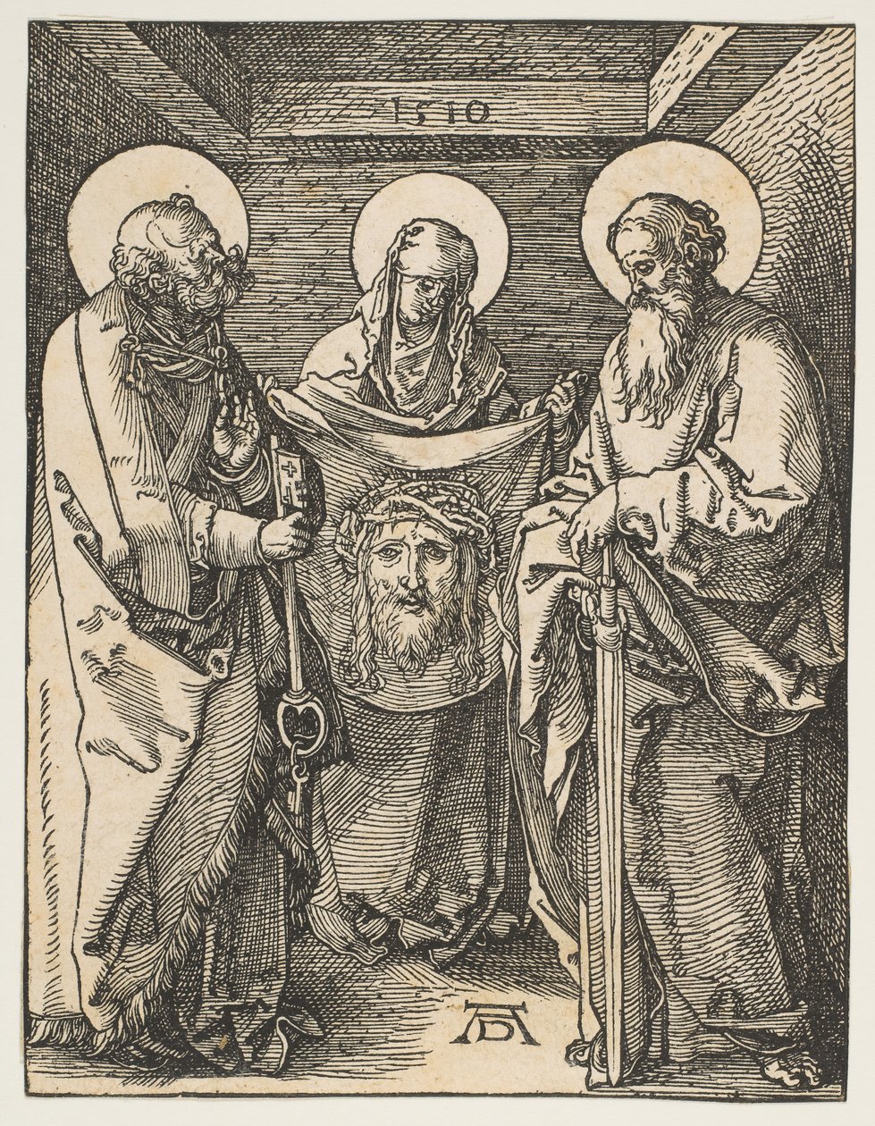 Svatá Veronika mezi svatými Petrem a Pavlem, z Malých pašijí, 1510. od Albrecht Dürer