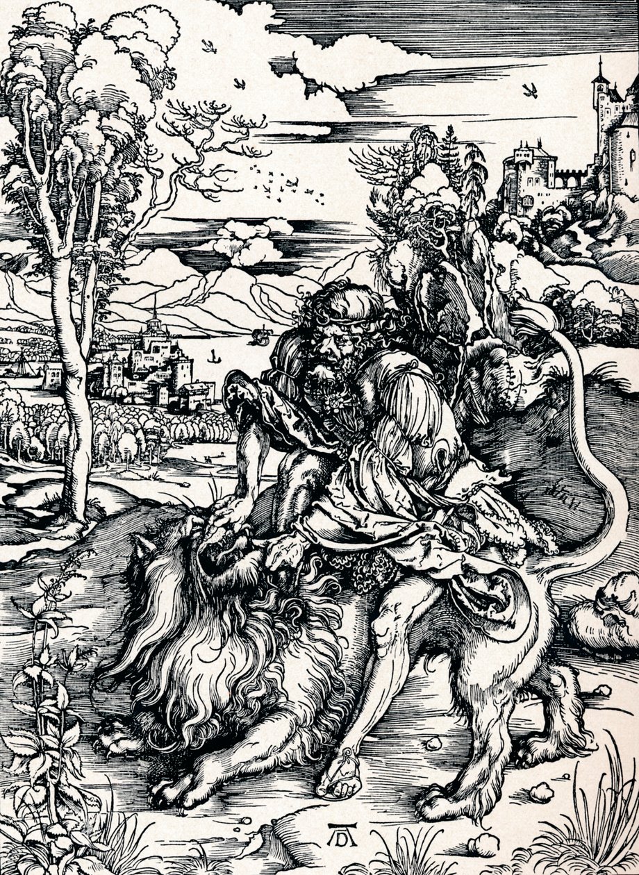 Samson Rending the Lion, 1497 1906 od Albrecht Dürer