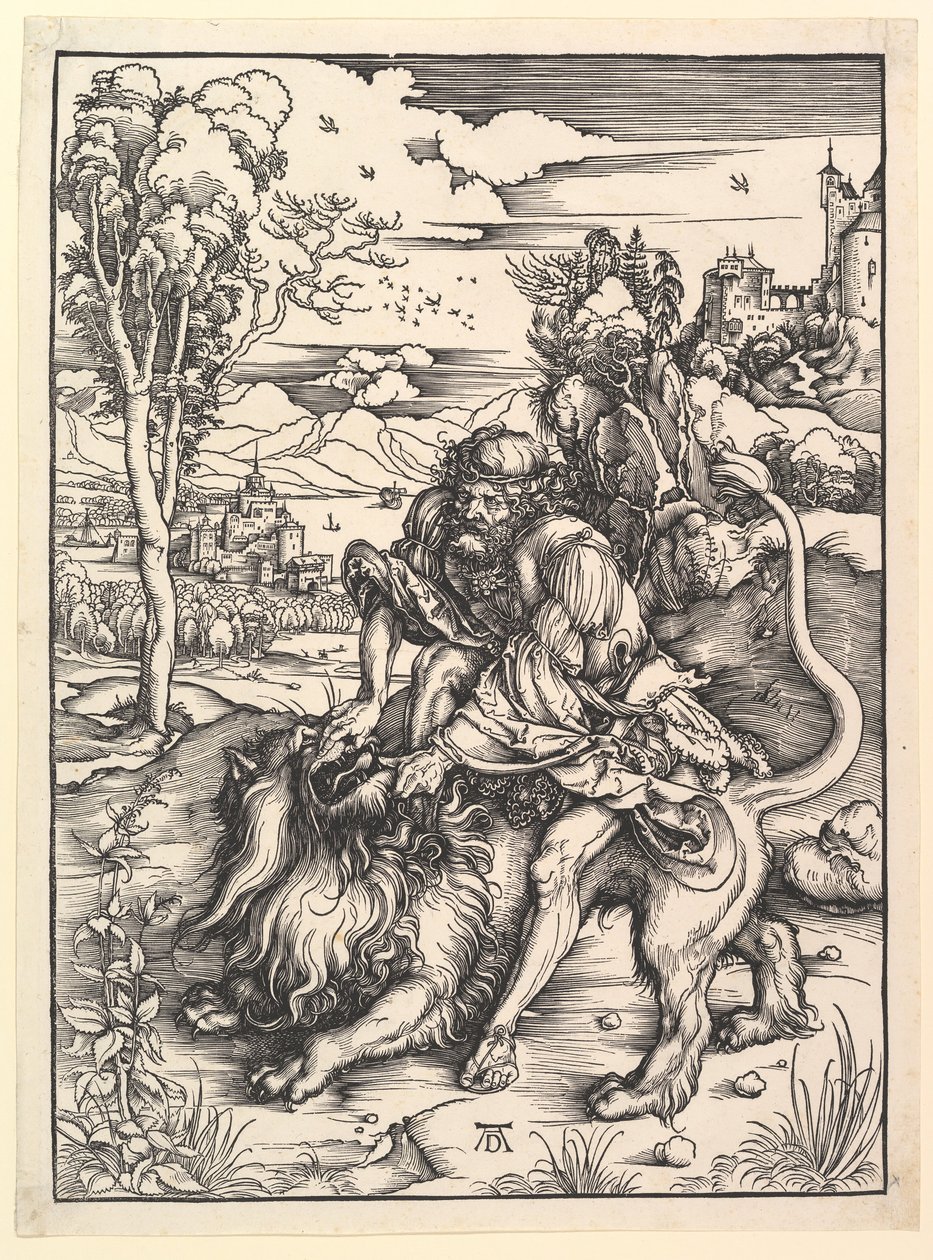 Samson Rending the Lion, ca. 1497-98. od Albrecht Dürer