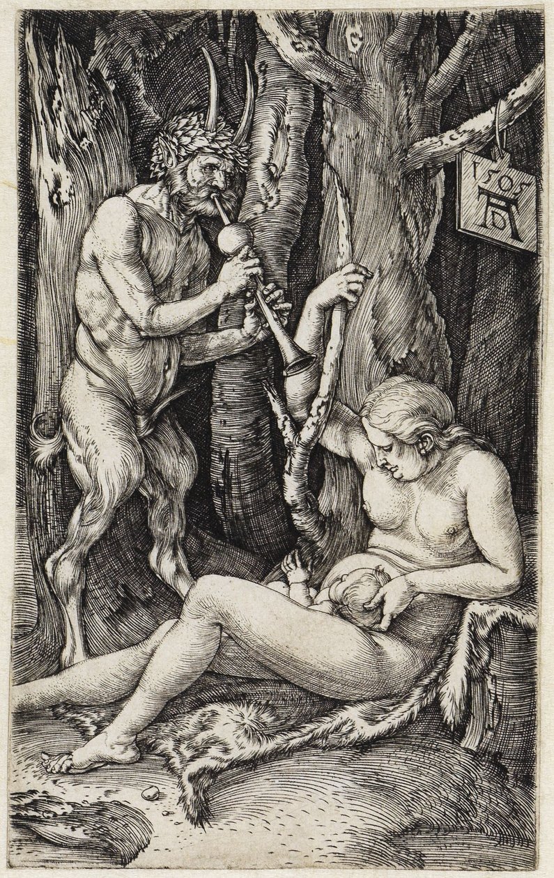 Satyr a nymfa (Satyrská rodina) od Albrecht Dürer