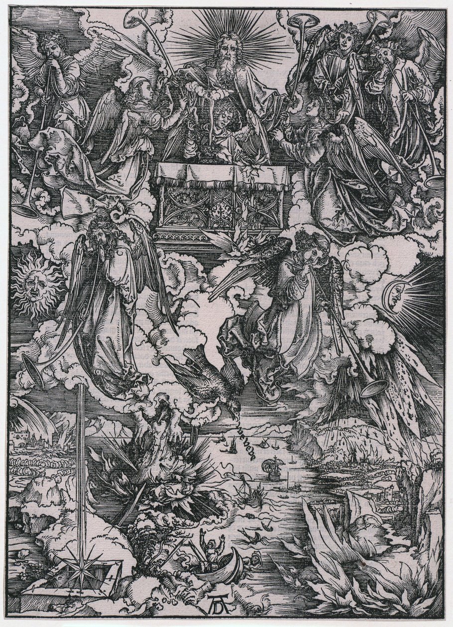 Sedm andělů s trubkami, figura VI, list 8 ze série „Apokalypsa“ od Albrecht Dürer