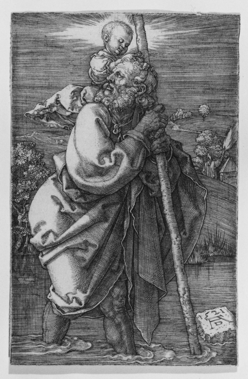 Svatý Kryštof obrácený doleva od Albrecht Dürer